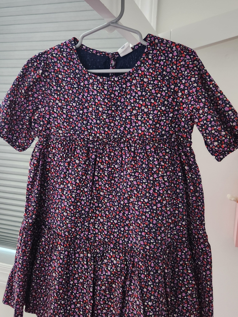 GAP Navy Floral Tiered Dress with Pink & Red Accents